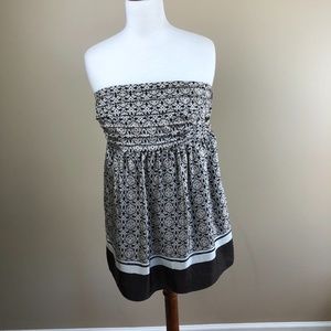 Banana Republic Brown Multi Silk Strapless Top